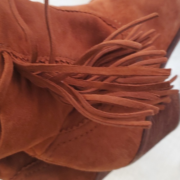 Sam Edelman Louie fring women's orange  suede western ankle short boots size 7.5 - Picture 7 of 16